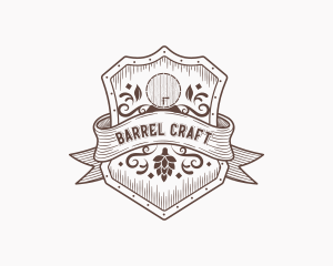 Barrel - Vintage Hop Wine Barrel logo design