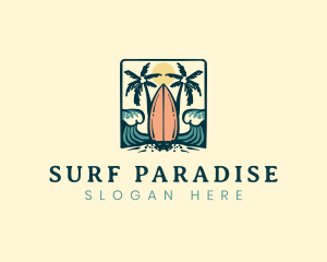 Surfing Beach Summer  logo design