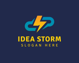 Lightning Bolt Cloud Weather logo design