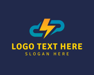 Storm - Lightning Bolt Cloud logo design