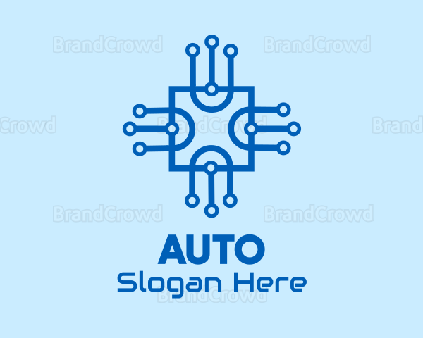Blue Motherboard Circuit Logo