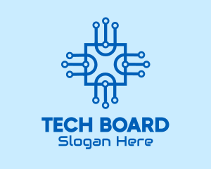 Motherboard - Blue Motherboard Circuit logo design