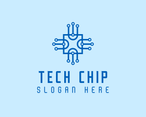 Tech Circuit Microchip logo design