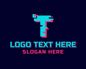 Program Developer - Cyber Glitch Letter T logo design