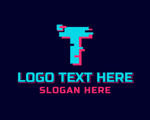 Game Developer - Cyber Glitch Letter T logo design