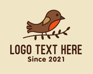 Perched - Sparrow Bird Branch logo design