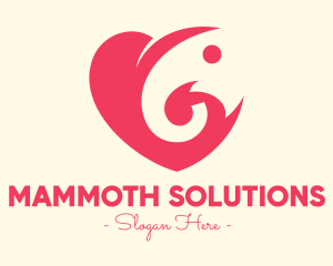 Mammoth - Pink Heart Elephant logo design