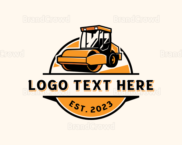 Construction Road Roller Machinery Logo