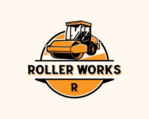 Construction Road Roller Machinery logo design