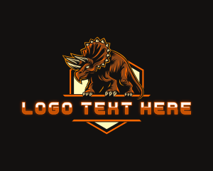 Dinosaur - Triceratops Dinosaur Shield logo design