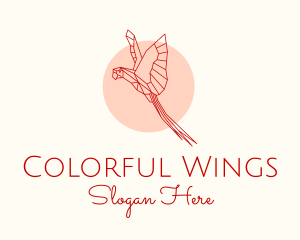 Geometric Red Parrot logo design