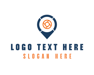 Camera Lens Location Pin logo design