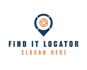 Camera Lens Location Pin logo design