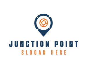 Camera Lens Location Pin logo design