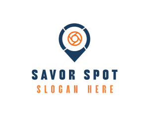 Camera Lens Location Pin logo design