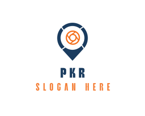 Camera Lens Location Pin logo design