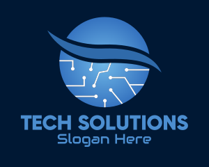 Data Server - Tech Circuit Planet logo design