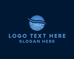 Global - Tech Circuit Planet logo design