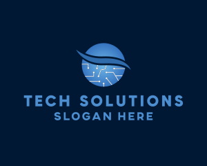 Technological - Tech Circuit Planet logo design