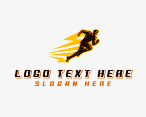 Zeus - Lightning Marathon Athlete logo design