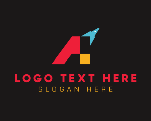 Tech - Mountain Company Business Letter A logo design