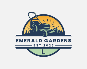 Lawn Mower Grass Landscaping logo design