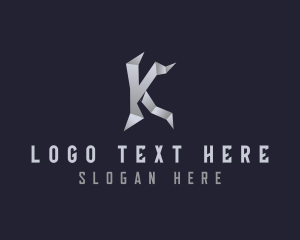 Polygonal - Gradient Origami Polygon Letter K logo design