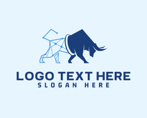 Wireframe Bull Business logo design