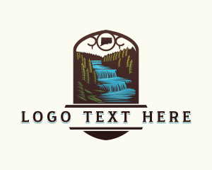 Glacier National Park - Adventure Waterfalls Park logo design