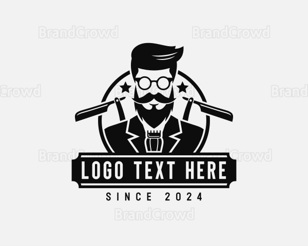 Hairdresser Hipster Beard Logo