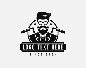 Mustache - Hairdresser Hipster Beard logo design