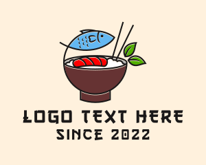 Poke - Fish Rice Bowl Food logo design