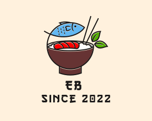 Cuisine - Fish Rice Bowl Food logo design