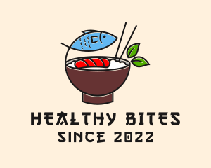 Fish Rice Bowl Food logo design