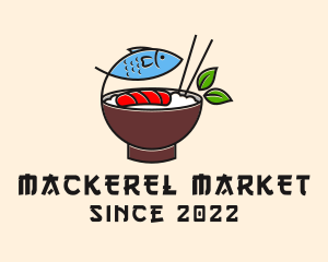 Mackerel - Fish Rice Bowl Food logo design