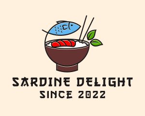 Sardine - Fish Rice Bowl Food logo design