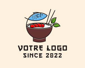 Food Stand - Fish Rice Bowl Food logo design