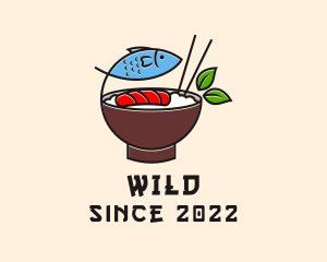 Japanese - Fish Rice Bowl Food logo design