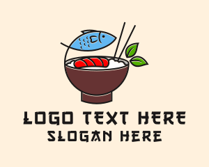 Fish Rice Bowl Food Logo