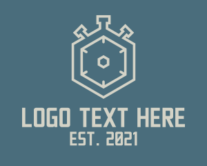 Athletic Gear - Hexagon Stopwatch Timer logo design