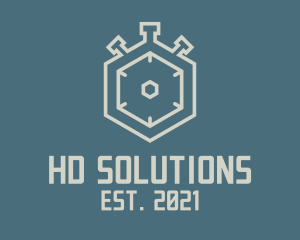 Hexagon Stopwatch Timer logo design