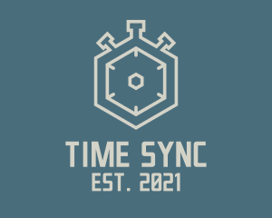 Timer - Hexagon Stopwatch Timer logo design