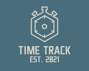 Hexagon Stopwatch Timer logo design