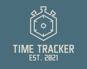 Hexagon Stopwatch Timer logo design