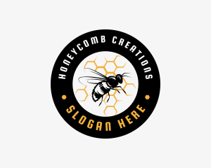 Bee Honeycomb Apiary logo design