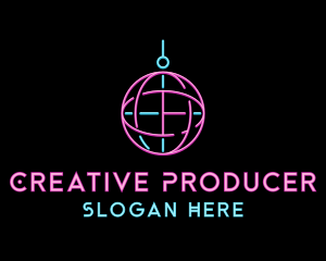 Producer - Neon Disco Ball logo design