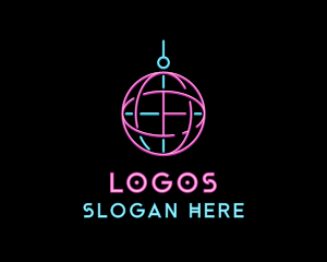 Disco - Neon Disco Ball logo design