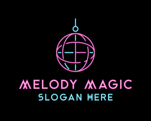 Song - Neon Disco Ball logo design
