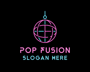 Pop - Neon Disco Ball logo design