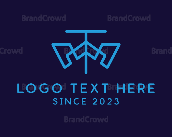 Blue Tech Letter TW Logo